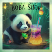 Schattigee Panda drink bubbelthee, boba tea Raamsticker (Vel 3)