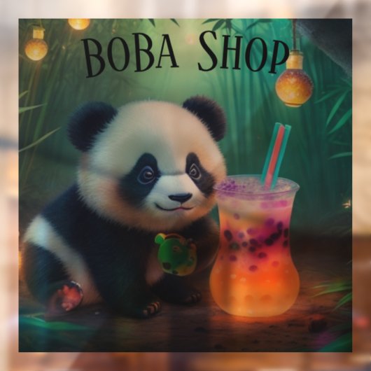 Schattigee Panda drink bubbelthee, boba tea Raamsticker (Vel 2)