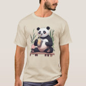 Schattigee Panda drink bubbelthee, boba tea T-shirt (Voorkant)