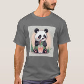 Schattigee Panda drink bubbelthee, boba tea T-shirt (Voorkant)