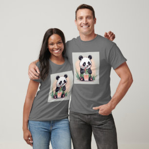 Schattigee Panda drink bubbelthee, boba tea T-shirt
