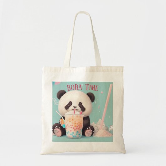 Schattigee Panda drink bubbelthee, boba tea Tote Bag (Voorkant)