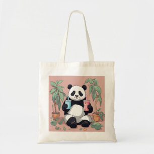 Schattigee Panda drink bubbelthee, boba tea Tote Bag