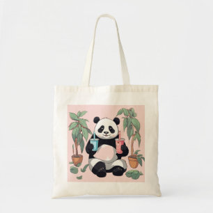 Schattigee Panda drink bubbelthee, boba tea Tote Bag