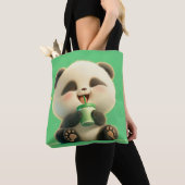 Schattigee Panda Eco Canvas tas voor geschenken (Dichtbij)