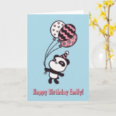 Schattigee panda en ballonnen Happy Birthday Kaart (Gele Bloem)