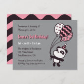 Schattigee Panda en Balloons Meisjes Verjaardagsfe Kaart (Voorkant / Achterkant)