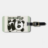 Schattigee panda en bamboe kunst bagagelabel (Voorkant horizontaal)