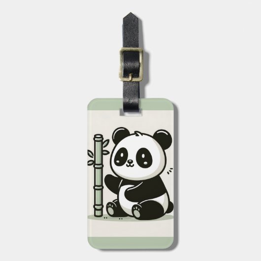 Schattigee panda en bamboe kunst bagagelabel (Voorkant verticaal)