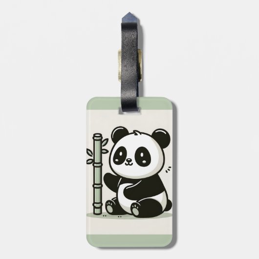 Schattigee panda en bamboe kunst bagagelabel (Achterkant verticaal)