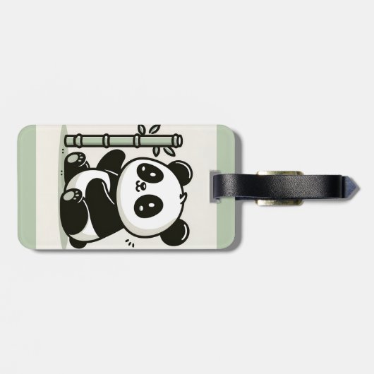 Schattigee panda en bamboe kunst bagagelabel (Achterkant horizontaal)