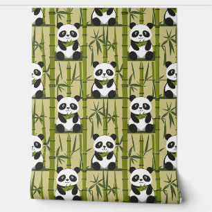Schattigee Panda en Bamboe Wanddecoratie Behang