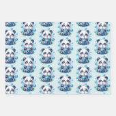 Schattigee Panda en Blue Boba Bubble Tea Inpakpapier Vel (Voorkant 2)