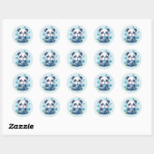 Schattigee Panda en Blue Boba Bubble Tea Ronde Sticker (Vel)