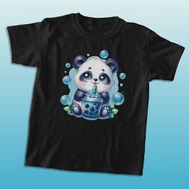 Schattigee Panda en Blue Boba Bubble Tea T-shirt