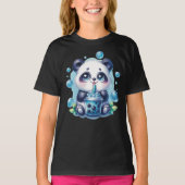 Schattigee Panda en Blue Boba Bubble Tea T-shirt (Voorkant)