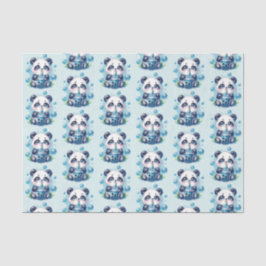 Schattigee Panda en Blue Boba Bubble Tea Tissuepapier