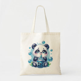 Schattigee Panda en Blue Boba Bubble Tea Tote Bag