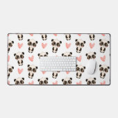 Schattigee panda en hartpatroon bureaumat (Keyboard & Muis)