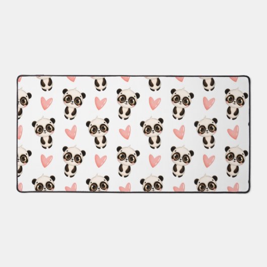 Schattigee panda en hartpatroon bureaumat (Voorkant)