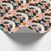 Schattigee Panda eten Ramen Cadeaupapier (Hoek)