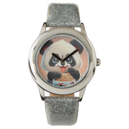 Schattigee Panda eten Ramen Horloge
