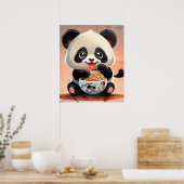 Schattigee Panda eten Ramen Poster (Keuken)