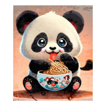 Schattigee Panda eten Ramen