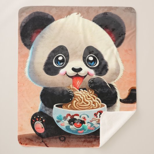 Schattigee Panda eten Ramen Sherpa Deken (Voorkant)