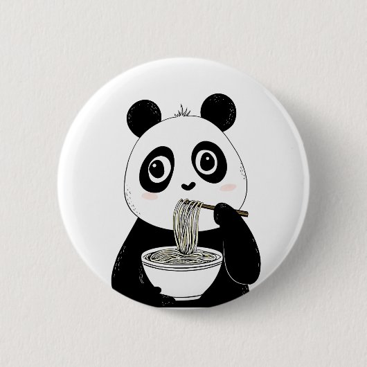 Schattigee Panda Eten Udon Noodles Ronde Button 5,7 Cm (Voorkant)
