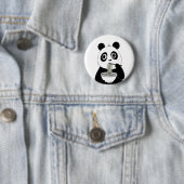 Schattigee Panda Eten Udon Noodles Ronde Button 5,7 Cm (In situ)