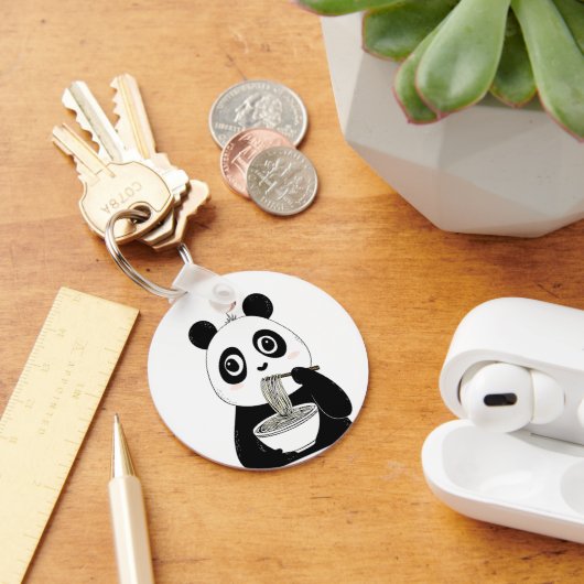 Schattigee Panda Eten Udon Noodles Sleutelhanger (Bureau)