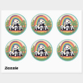 Schattigee Panda familie genieten van het leven Ronde Sticker (Vel)