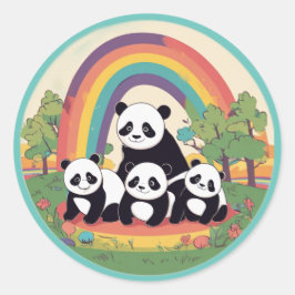 Schattigee Panda familie genieten van het leven Ronde Sticker