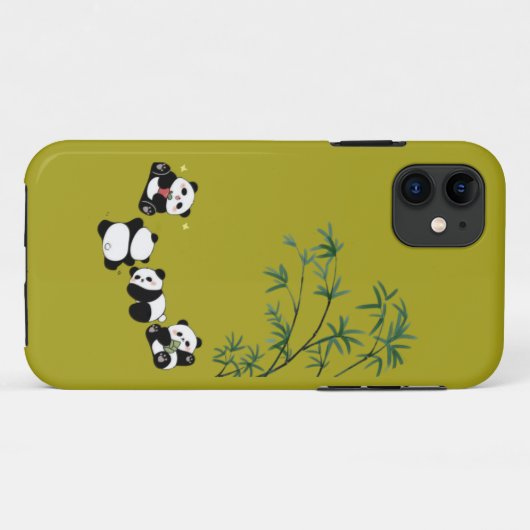 Schattigee panda familie onder bamboe | Schattige  Case-Mate iPhone Case (Achterkant (horizontaal))