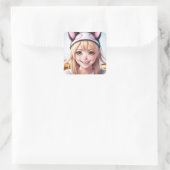 Schattigee Panda Furry Anime Girl Vierkante Sticker (Tas)