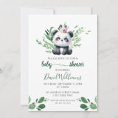 Schattigee Panda Gender Neutral Greenery Baby show Kaart (Voorkant)