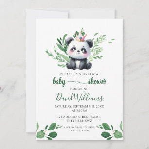 Schattigee Panda Gender Neutral Greenery Baby show Kaart