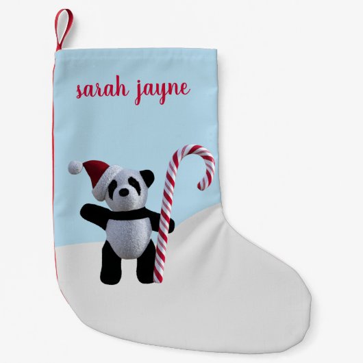 Schattigee panda gepersonaliseerde kerstkous kleine kerstsok (Voorkant)