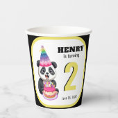 Schattigee Panda - Gepersonaliseerde Verjaardag Papieren Bekers (Voorkant)
