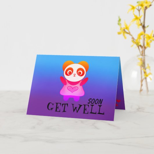 Schattigee Panda Get Well Love Healing Wish Kaart (Gele Bloem)