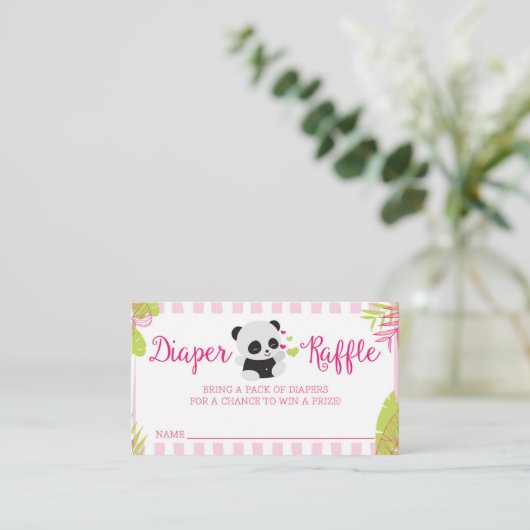 Schattigee Panda Girl Baby shower Luier Raffle Kaa Informatiekaartje (Staand voorkant)