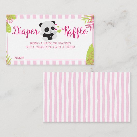 Schattigee Panda Girl Baby shower Luier Raffle Kaa Informatiekaartje (Voorkant / Achterkant)