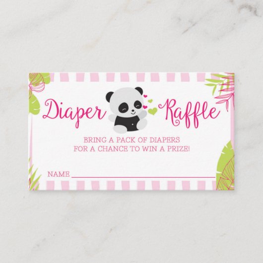 Schattigee Panda Girl Baby shower Luier Raffle Kaa Informatiekaartje (Voorkant)