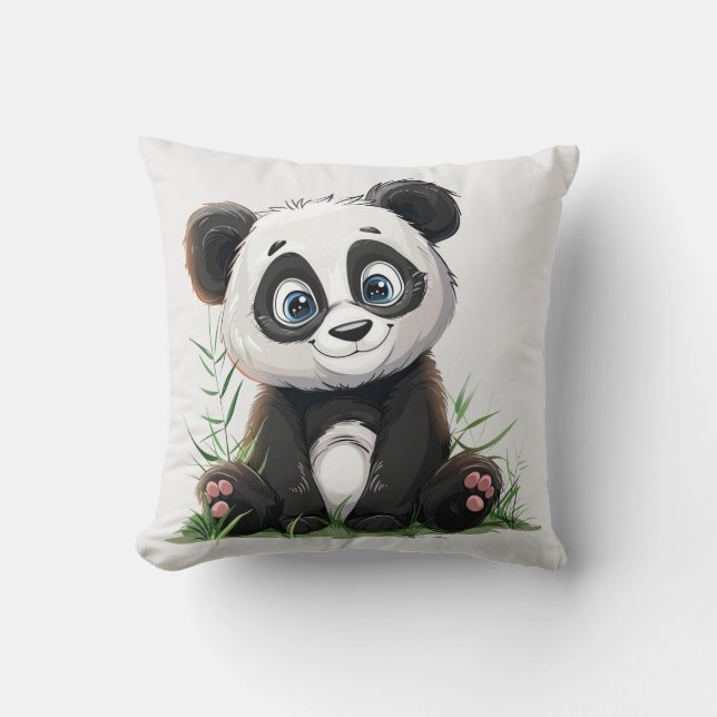Schattigee Panda Green Bamboo Personaliseer deze S Kussen (Voorkant)