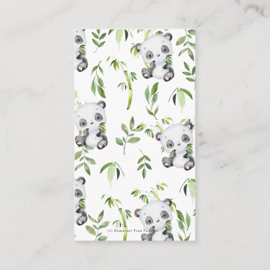 Schattigee Panda Greenery Baby shower Boeken voor  Informatiekaartje (Achterkant)