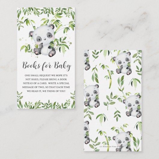 Schattigee Panda Greenery Baby shower Boeken voor  Informatiekaartje (Voorkant / Achterkant)
