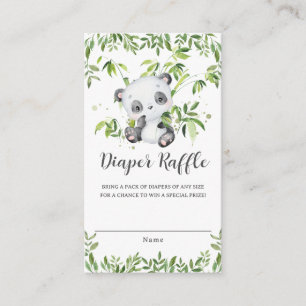 Schattigee Panda Greenery Baby shower Luier Raffle Informatiekaartje
