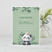 Schattigee Panda Greenery Foliage Green Baby showe Kaart (Staand voorkant)