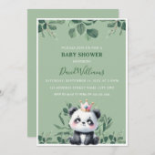 Schattigee Panda Greenery Foliage Green Baby showe Kaart (Voorkant / Achterkant)